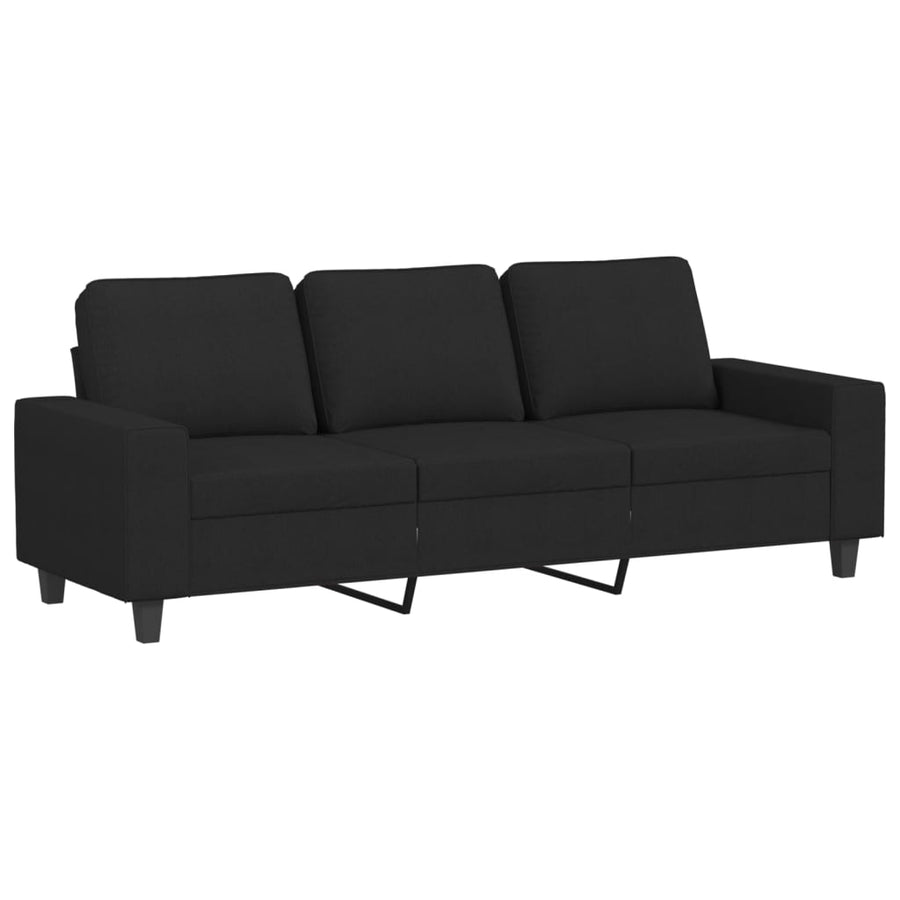Driezitsbank Met Voetenbank 180 Cm Stof Zwart