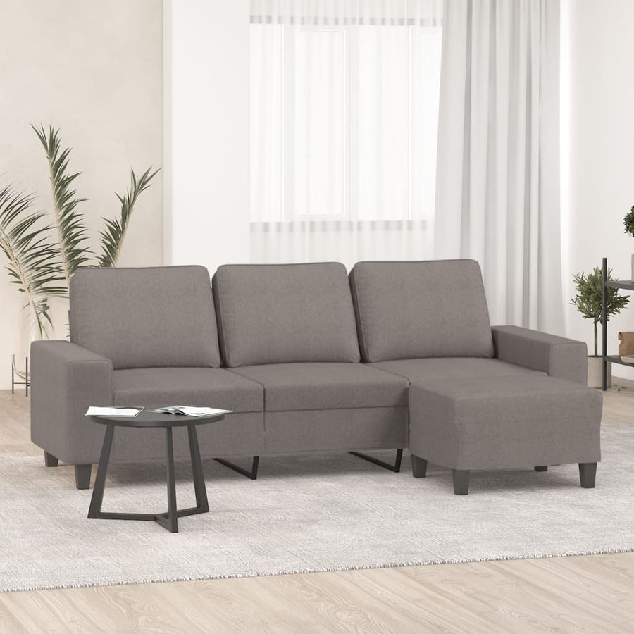 Driezitsbank Met Voetenbank 180 Cm Stof Taupe