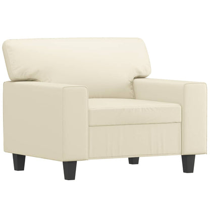 Fauteuil met voetenbank 60 cm kunstleer crèmekleurig