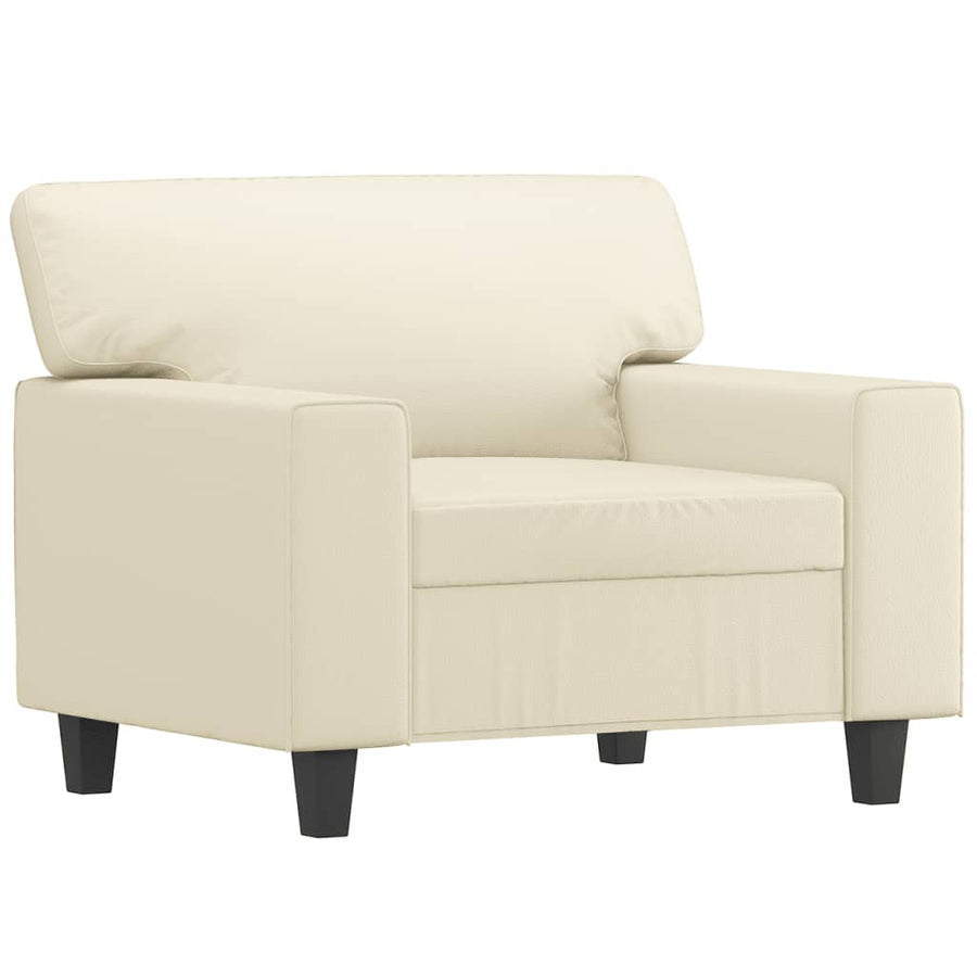 Fauteuil met voetenbank 60 cm kunstleer crèmekleurig