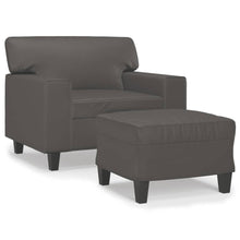 Fauteuil met voetenbank 60 cm kunstleer grijs