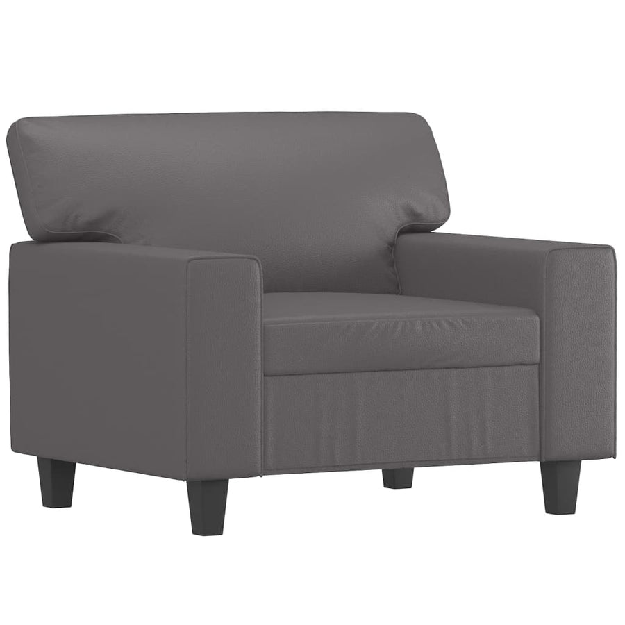 Fauteuil met voetenbank 60 cm kunstleer grijs