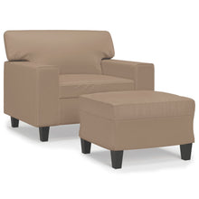 Fauteuil met voetenbank 60 cm kunstleer cappuccinokleurig Cappuccino
