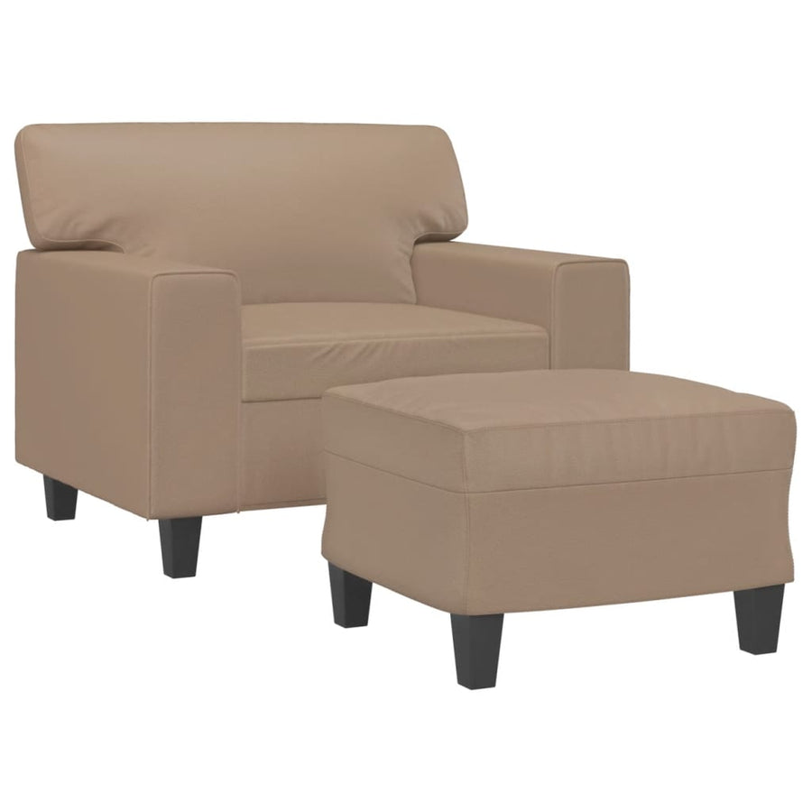 Fauteuil met voetenbank 60 cm kunstleer cappuccinokleurig Cappuccino