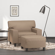 Fauteuil met voetenbank 60 cm kunstleer cappuccino