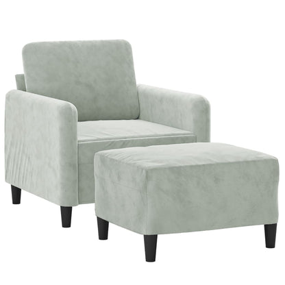 Fauteuil met voetenbank 60 cm fluweel lichtgrijs Lichtgrijs