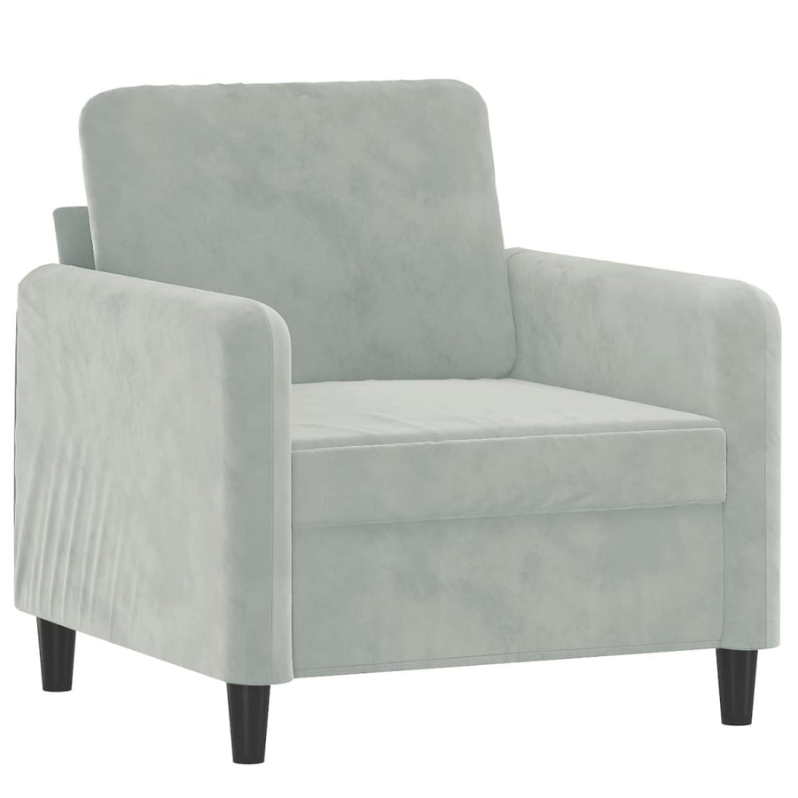 Fauteuil met voetenbank 60 cm fluweel lichtgrijs Lichtgrijs