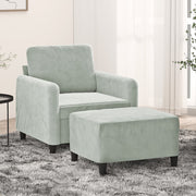 Fauteuil met voetenbank 78x77x80 cm fluweel lichtgrijs