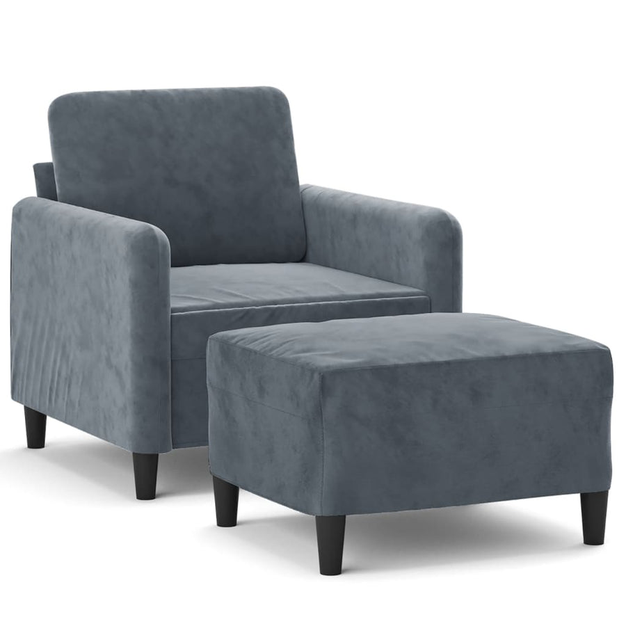 Fauteuil met voetenbank 60 cm fluweel donkergrijs Donkergrijs