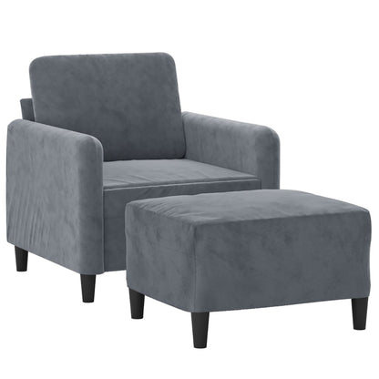 Fauteuil met voetenbank 60 cm fluweel donkergrijs Donkergrijs