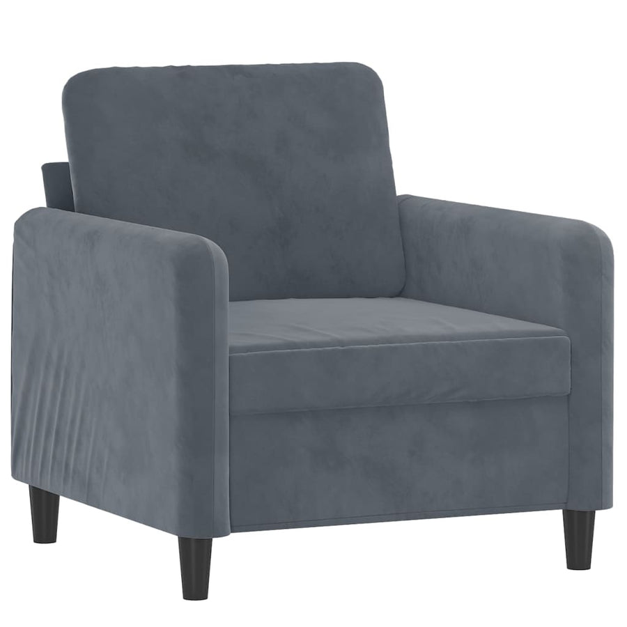Fauteuil met voetenbank 60 cm fluweel donkergrijs Donkergrijs