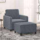 Fauteuil met voetenbank 60 cm fluweel donkergrijs Donkergrijs