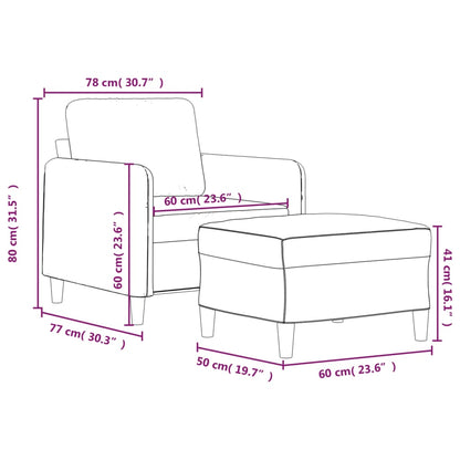 Fauteuil met voetenbank 60 cm fluweel wijnrood