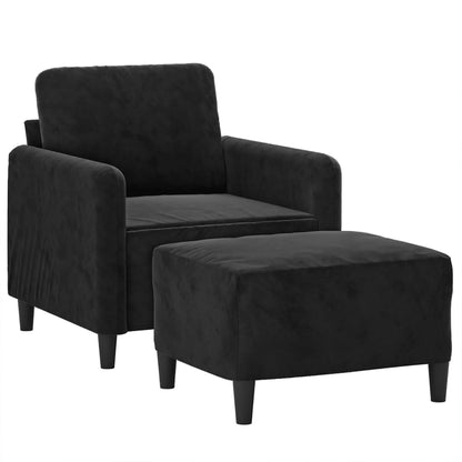 Fauteuil Met Voetenbank 60 Cm Fluweel Zwart