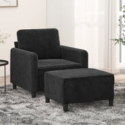 Fauteuil met voetenbank 78x77x80 cm fluweel zwart