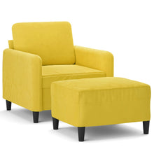 Fauteuil met voetenbank 60 cm fluweel geel Geel