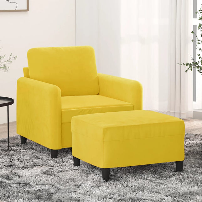 Fauteuil met voetenbank 60 cm fluweel geel Geel