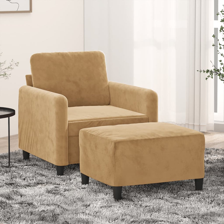 Fauteuil Met Voetenbank 60 Cm Fluweel 7