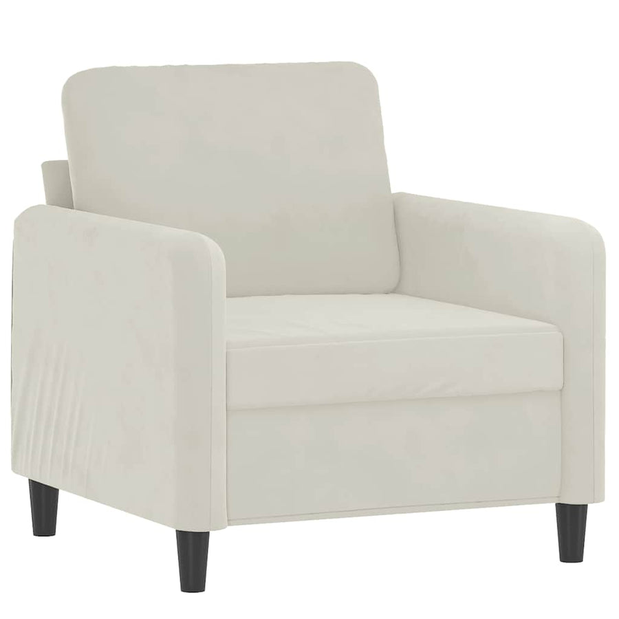 Fauteuil met voetenbank 60 cm fluweel crèmekleurig