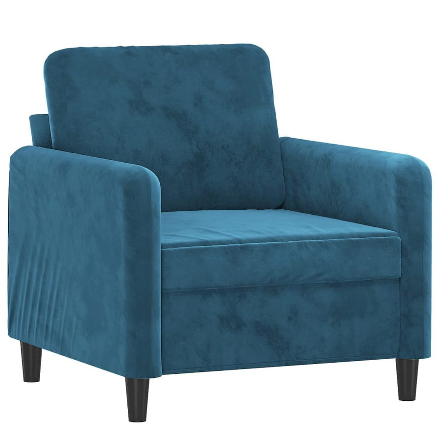 Fauteuil met voetenbank 60 cm fluweel blauw Blauw