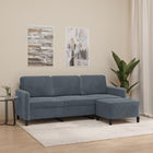 Driezitsbank met voetenbank 198x77x80 cm fluweel donkergrijs