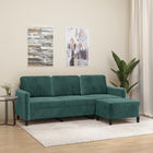 Three-seater sofa with footstool 180 cm velvet dark green