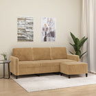 Driezitsbank met voetenbank 198x77x80 cm bruin fluweel