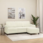 Three-seater sofa with ottoman 180 cm velvet cream