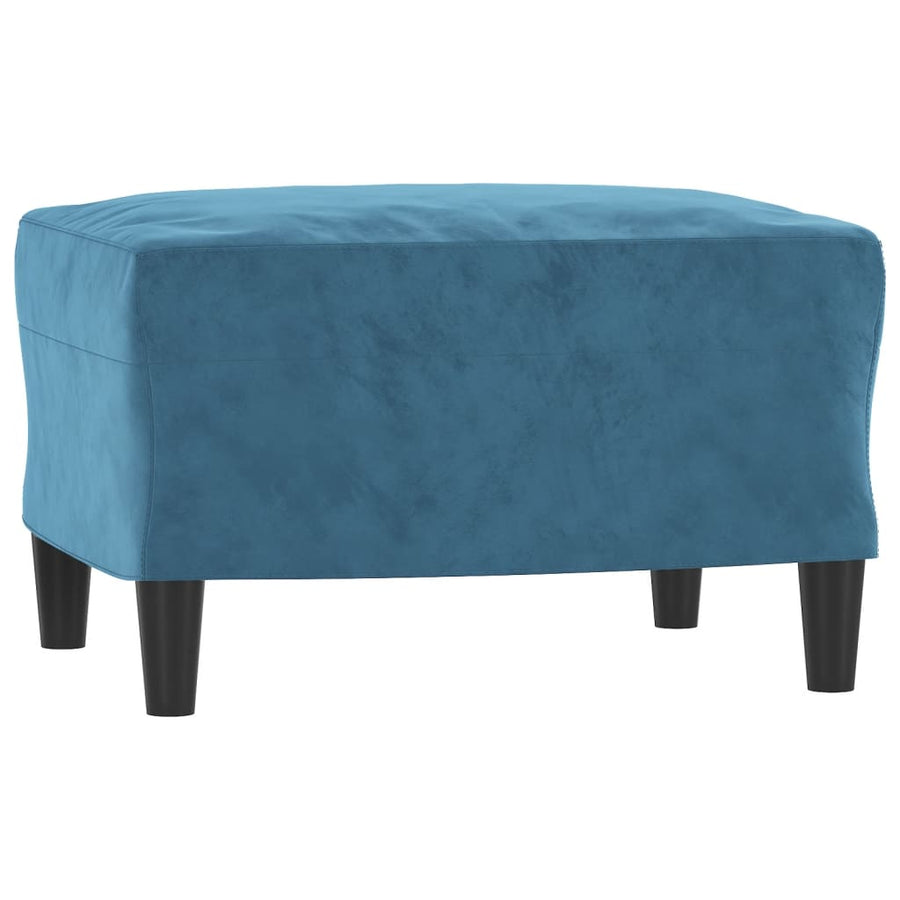 Driezitsbank met voetenbank 180 cm fluweel blauw Blauw