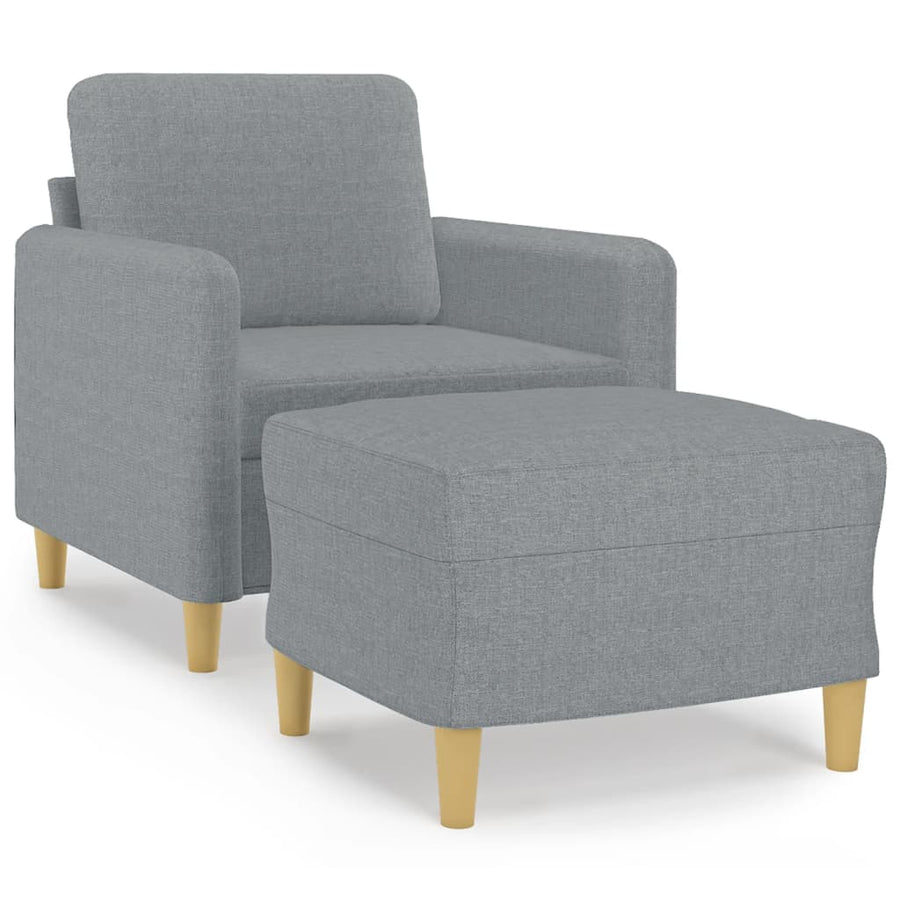 Fauteuil Met Voetenbank 60 Cm Stof Lichtgrijs