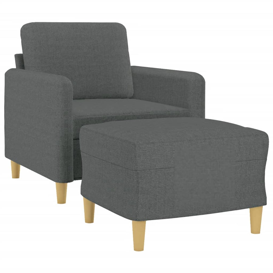 Fauteuil Met Voetenbank 60 Cm Stof Donkergrijs