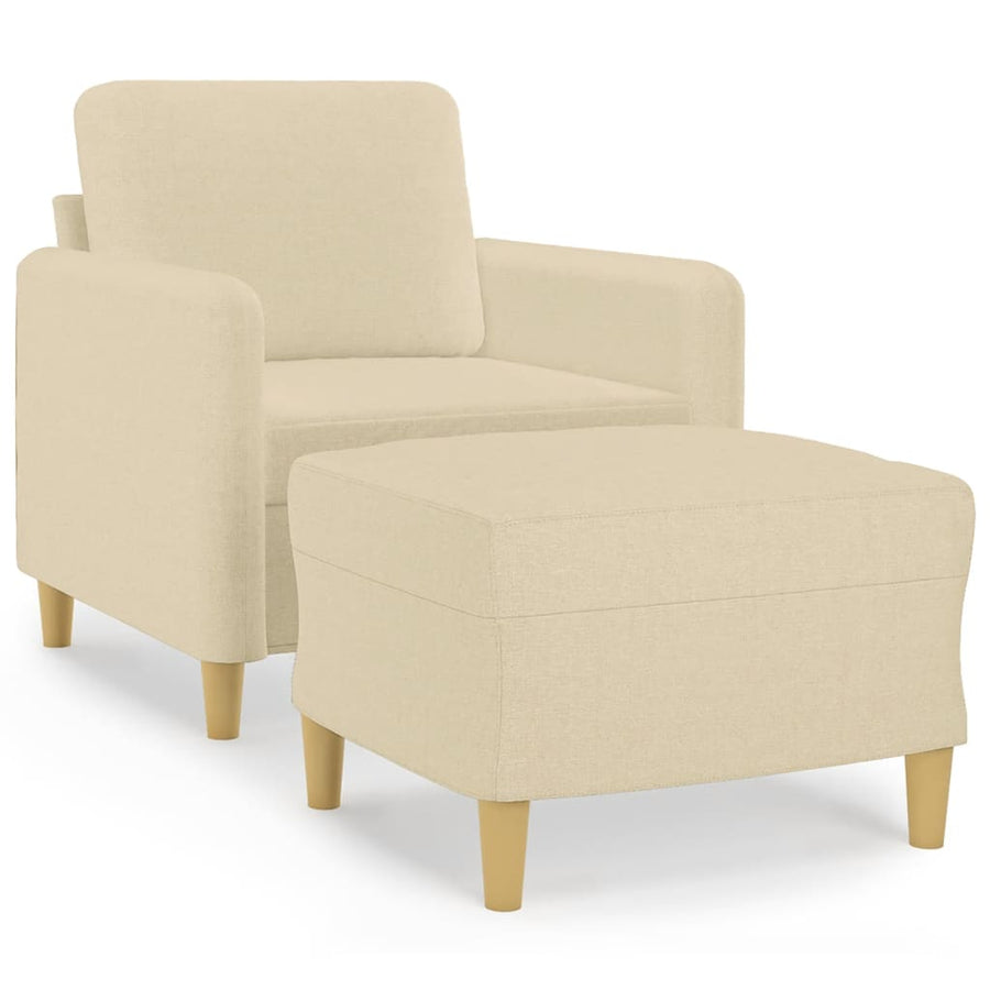 Fauteuil Met Voetenbank 60 Cm Stof Kleurig Crème