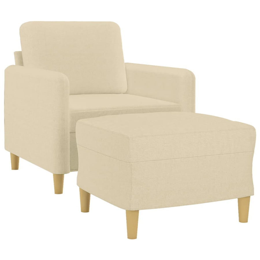 Fauteuil Met Voetenbank 60 Cm Stof Kleurig Crème