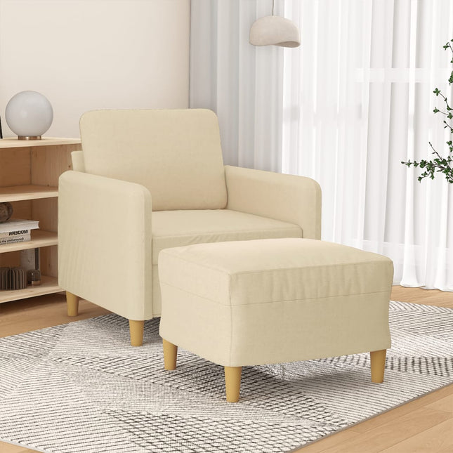 Fauteuil Met Voetenbank 60 Cm Stof Kleurig Crème