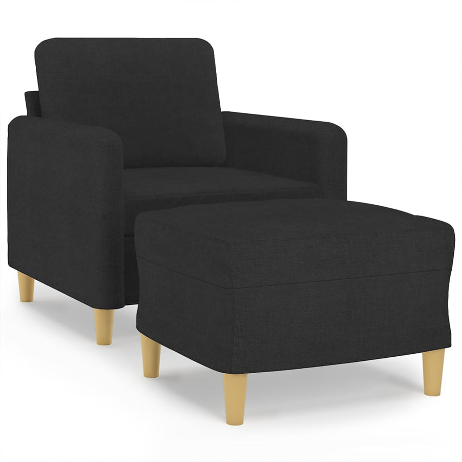 Fauteuil Met Voetenbank 60 Cm Stof Zwart
