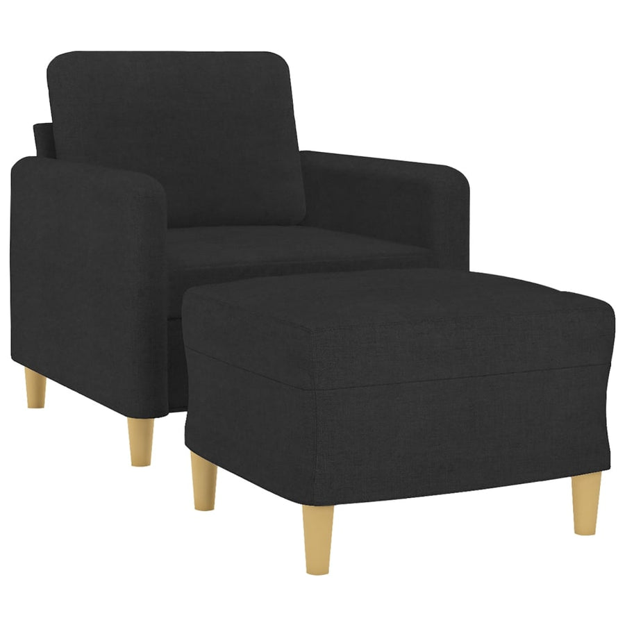 Fauteuil Met Voetenbank 60 Cm Stof Zwart