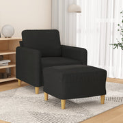 Fauteuil met voetenbank stof zwart 60 cm