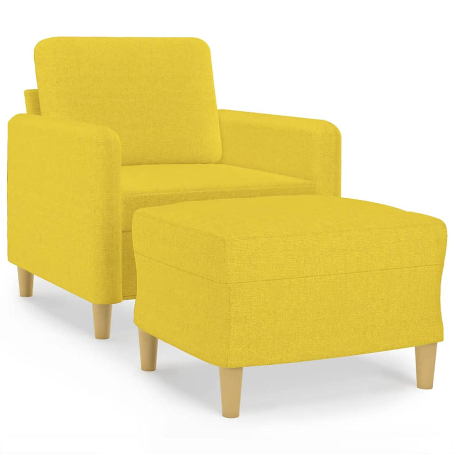 Fauteuil Met Voetenbank 60 Cm Stof Lichtgeel