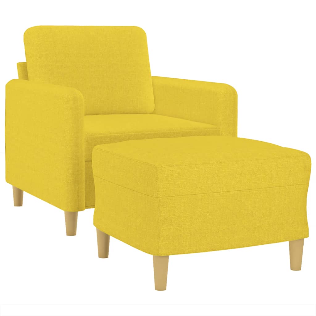 Fauteuil Met Voetenbank 60 Cm Stof Lichtgeel