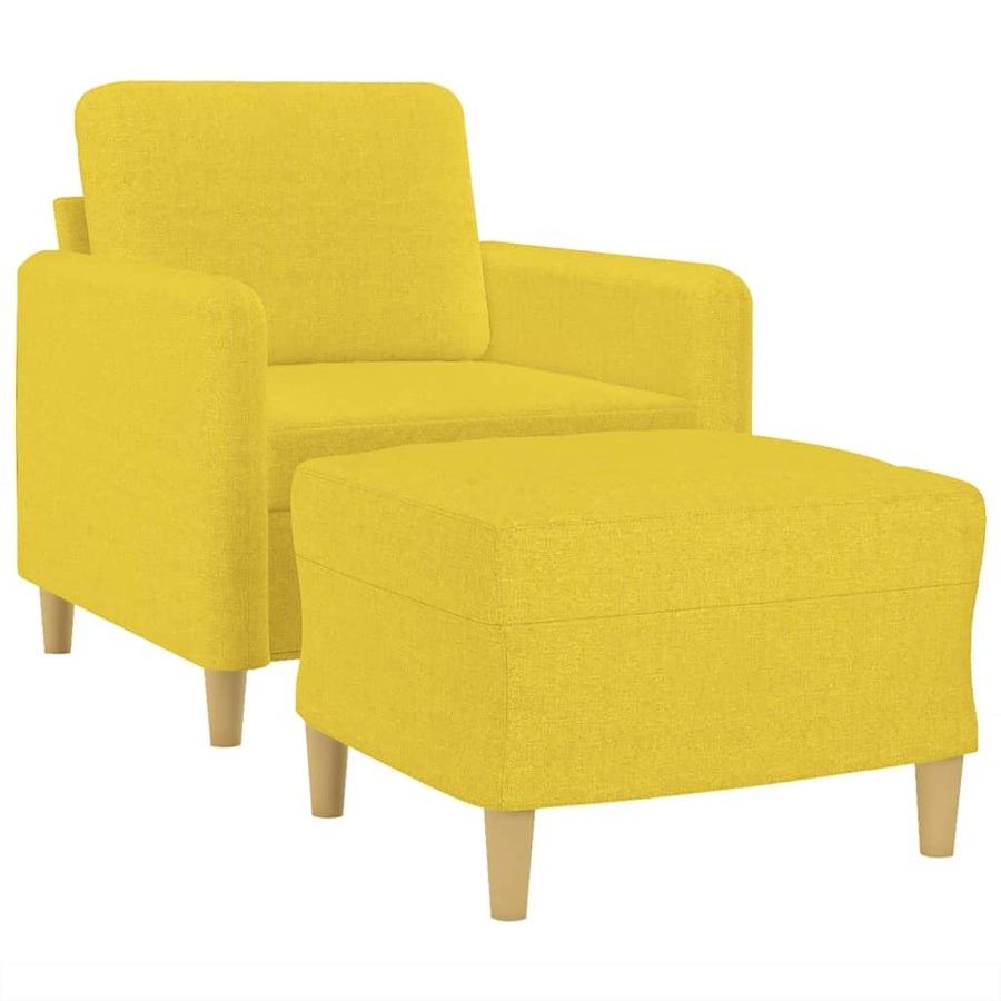Fauteuil Met Voetenbank 60 Cm Stof Lichtgeel