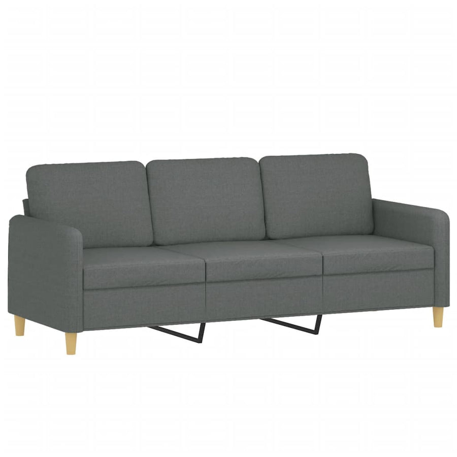 Driezitsbank Met Voetenbank 180 Cm Stof Donkergrijs