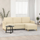 Driezitsbank met voetenbank 198x77x80 cm stof crème