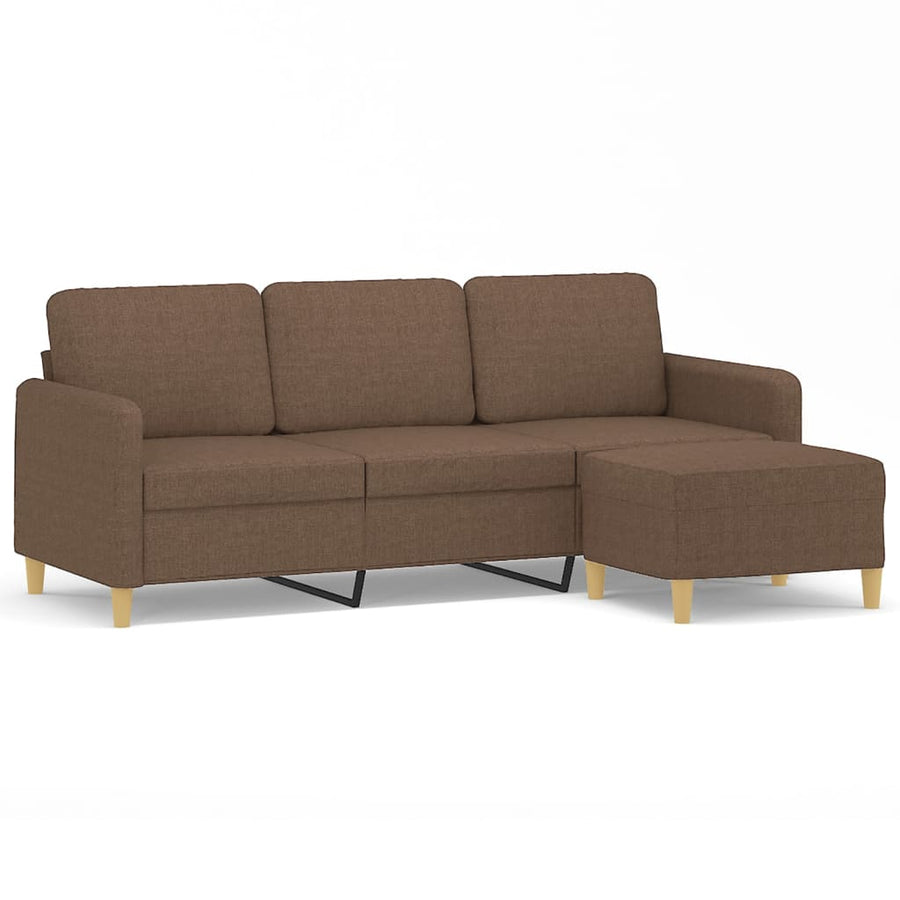 Driezitsbank Met Voetenbank 180 Cm Stof Bruin
