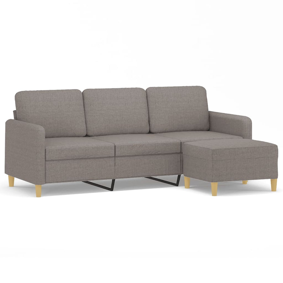 Driezitsbank Met Voetenbank 180 Cm Stof Taupe