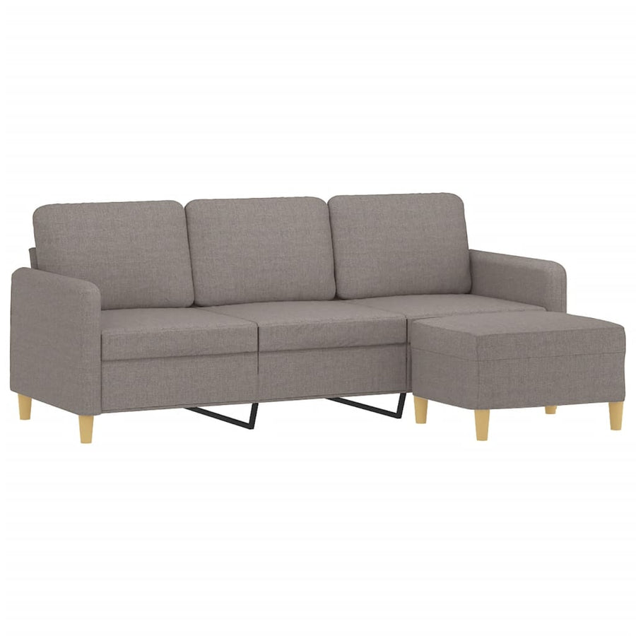 Driezitsbank Met Voetenbank 180 Cm Stof Taupe