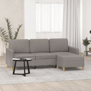 Driezitsbank met voetenbank 180 cm taupe stof