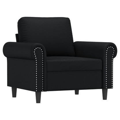 Fauteuil met voetenbank 60 cm kunstleer zwart