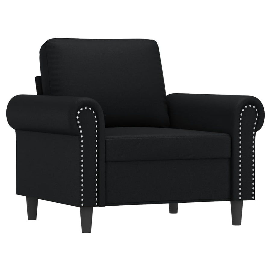 Fauteuil met voetenbank 60 cm kunstleer zwart