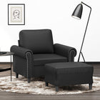 Armchair with footstool 60 cm artificial leather black