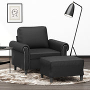 Fauteuil met voetenbank 92x77x80 cm zwart